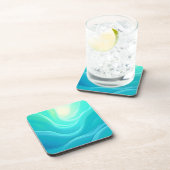 Dessous-de-verre Blue Ocean Serenity Waves Abstrait Design (Côté Droit)