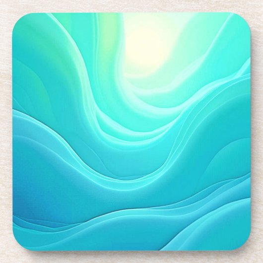 Dessous-de-verre Blue Ocean Serenity Waves Abstrait Design (Devant)