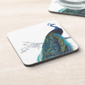Dessous-de-verre Blue Peacock with beautiful tail feathers (Côté gauche)
