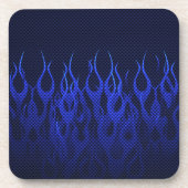 Dessous-de-verre Blue Racing Flames on Carbon Fiber (Devant)