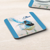 Dessous-de-verre Blue Wren Wrens Aquarelle Bébé Bleu Australien (Côté gauche)