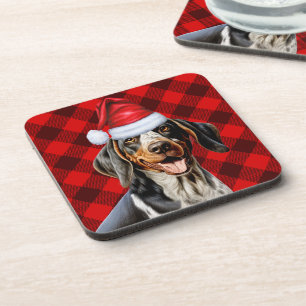 Dessous-de-verre Bluetick Coonhound Dog Red Buffalo Holiday Plaid