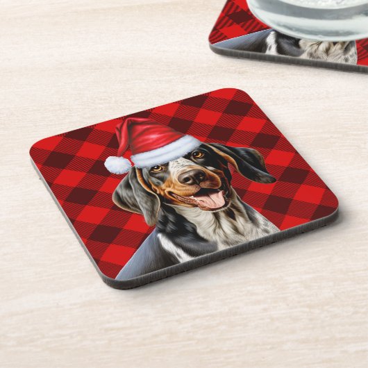 Dessous-de-verre Bluetick Coonhound Dog Red Buffalo Holiday Plaid (Côté gauche)