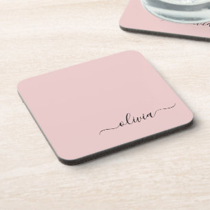 Dessous-de-verre Blush Dusty rose moderne Script Girl Monogramme No