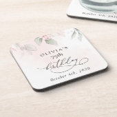 Dessous-de-verre Blush Flowers, Pink Flowers, Boho, Birthday (Côté gauche)