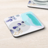 Dessous-de-verre Boho botanique cyan violet (Côté gauche)