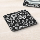 Dessous-de-verre Boho fleurs Motif floral vectoriel noir et blanc (Côté gauche)