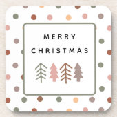 Dessous-de-verre Boho Merry Christmas Trees and Dots Coaster Set (Devant)