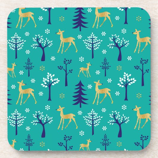 Dessous-de-verre Boho Trees Gold Deers Moderne (Devant)