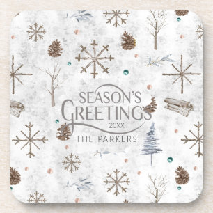 Dessous-de-verre Boho Twigs & Pinecone Christmas ID986