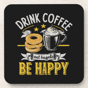 Dessous-de-verre Boire du café manger des bagels être heureux