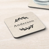 Dessous-de-verre Bois Blanc Rustique Laurier Monogramme Est (Côté gauche)