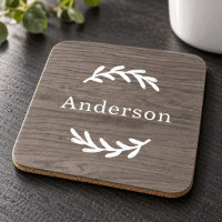 Bois Gris Rustique Laurier Monogramme Nom