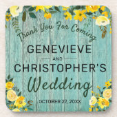 Dessous-de-verre Bois rustique Pays Jaune Floral Mariage extérieur (Devant)