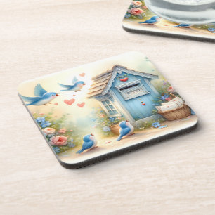 Dessous-de-verre Boîte aux lettres Bleue de Lettres d'Amour Cottage