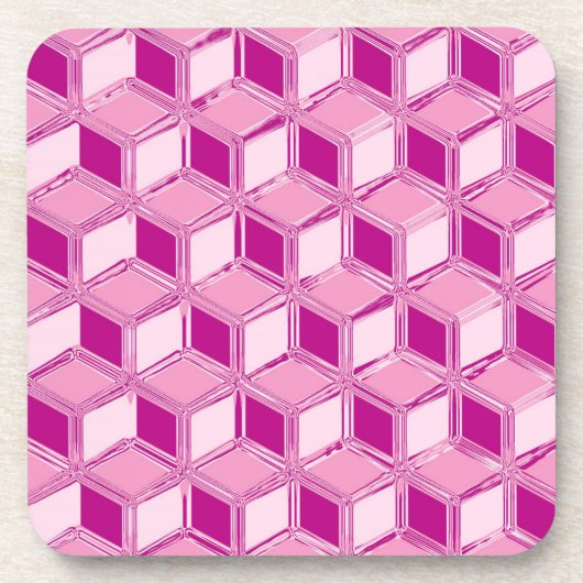 Dessous-de-verre Boîtes 3D Chrome - rose fuchsia (Devant)
