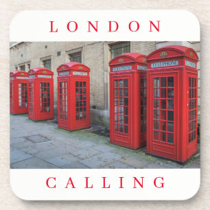 Dessous-de-verre Boîtes de téléphone rouge de Londres voir les dess