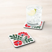 Dessous-de-verre Bold Abstract Floral Coaster with Poppy Motif (Côté Droit)
