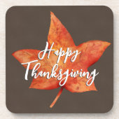 Dessous-de-verre Bon thanksgiving aquarelle automne feuille d'érabl (Devant)