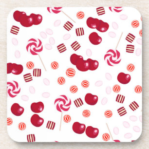 Dessous-de-verre Bonbons de cerise brillant doux lollipopes doux