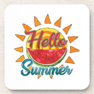 Dessous-de-verre Bonjour été Watercolor Watermelon & Vibrant Sun