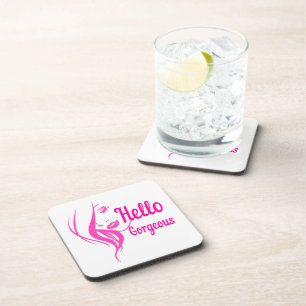 Dessous-de-verre Bonjour Magnifique Jolie Dame Visage Typographie