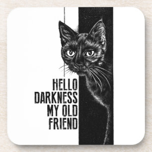 Dessous-de-verre Bonjour obscurité mon vieil ami Black Cat Sketch V