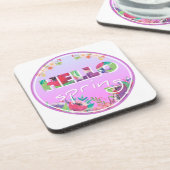 Dessous-de-verre Bonjour Printemps, Fleurs, cercle (Côté gauche)