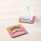 Dessous-de-verre Bonjour Summer Pink Plastic Cork Ensemble de Desso (Côté Droit)