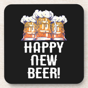 Dessous-de-verre BONNE ANNÉE BIÈRE ! Soirée du Nouvel An Boire