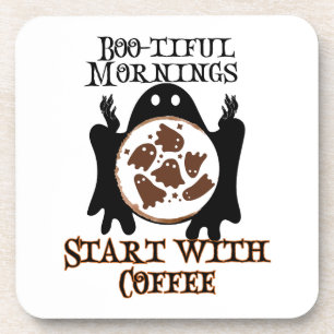 Dessous-de-verre Boo-tiful matins Commencez par Coffee.w