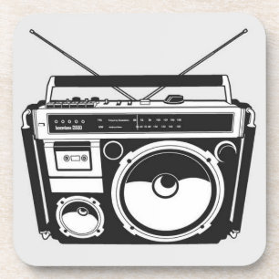 Dessous-de-verre Boombox Grey des années 80 rétro 
