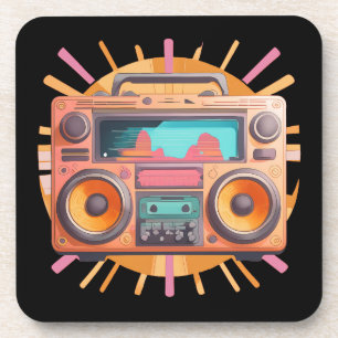 Dessous-de-verre Boombox retro coloré des années 80 avec un coup de