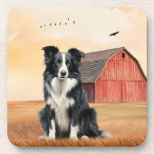 Dessous-de-verre Border Collie Dog and Red Barn Ranch (Devant)