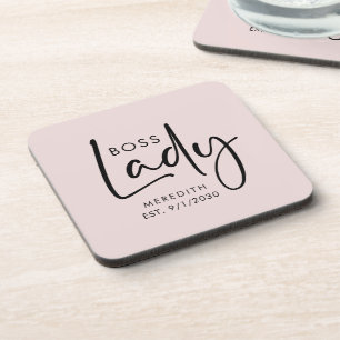 Dessous-de-verre Boss Lady Logo Blush Pink Personnalisé