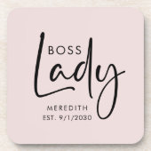 Dessous-de-verre Boss Lady Logo Blush Pink Personnalisé (Devant)