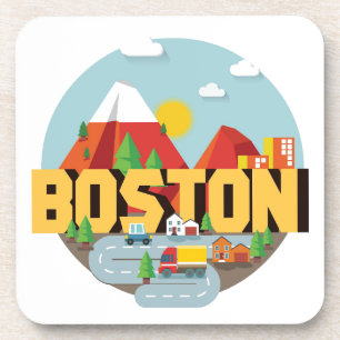 Dessous-de-verre Boston comme destination