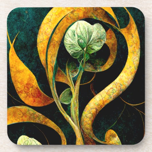 Dessous-de-verre Botanical Orchid Greens & Golds (Devant)