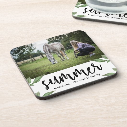 Dessous-de-verre Botanique avec script d'été ajouter photo et nom (Côté gauche)