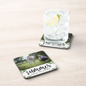 Dessous-de-verre Botanique avec script d'été ajouter photo et nom (Côté Droit)