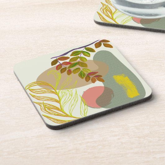 Dessous-de-verre Botanique Boho jaune vert (Côté gauche)