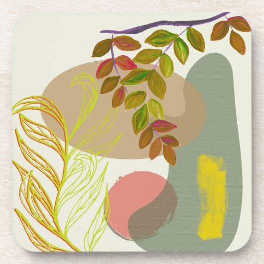 Dessous-de-verre Botanique Boho jaune vert (Devant)