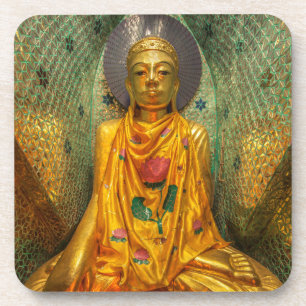 Dessous-de-verre Bouddha doré dans un temple