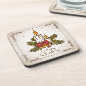 Dessous-de-verre Bougie de Noël Vintage personnalisable (Côté gauche)