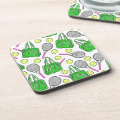 Dessous-de-verre Boules de sac de tennis rose vert Préppy (Côté gauche)