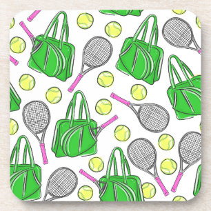 Dessous-de-verre Boules de sac de tennis rose vert Préppy