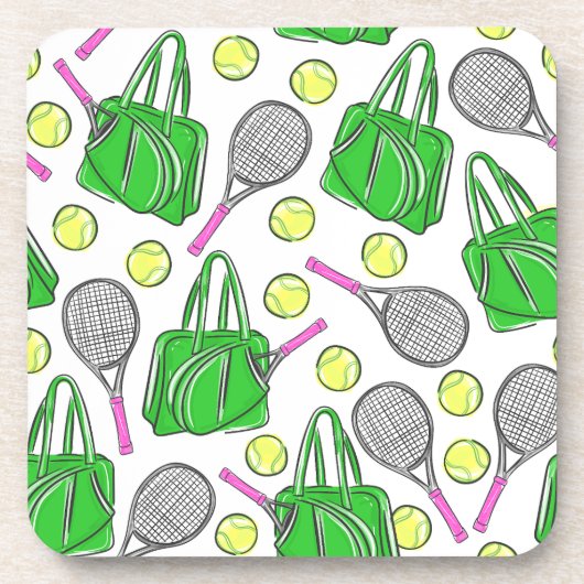 Dessous-de-verre Boules de sac de tennis rose vert Préppy (Devant)