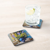 Dessous-de-verre Bouquet bleu jaune violet (Côté Droit)