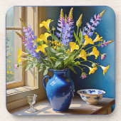 Dessous-de-verre Bouquet bleu jaune violet (Devant)