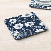 Dessous-de-verre Bouquet de fleurs aquarelle élégante bleue (Côté gauche)